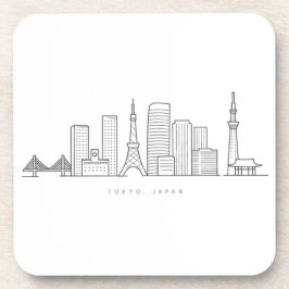 Posavasos Minimalist Tokyo Skyline Illustration