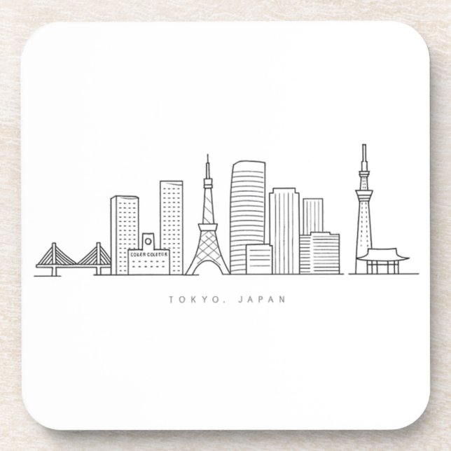 Posavasos Minimalist Tokyo Skyline Illustration (Frente)