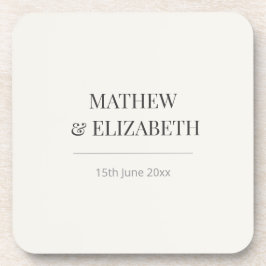 Posavasos Minimalist Wedding Coaster | Warm Ivory