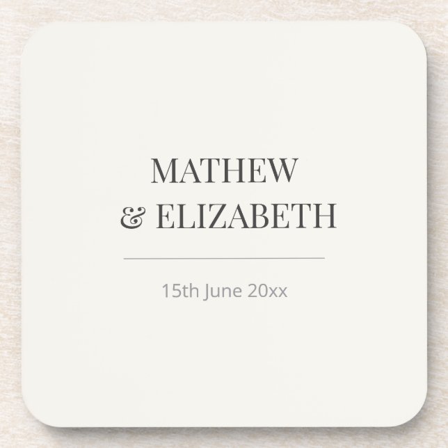 Posavasos Minimalist Wedding Coaster | Warm Ivory (Frente)