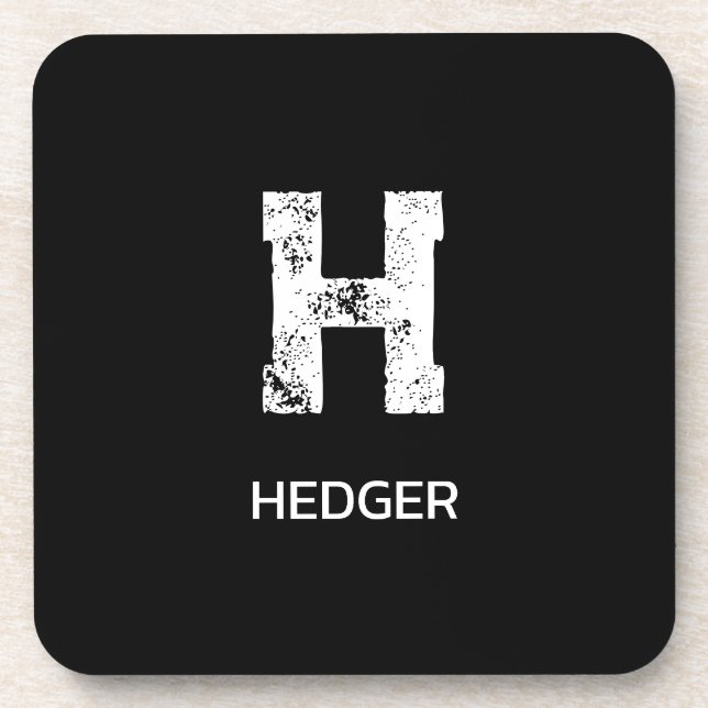 POSAVASOS MINIMALIST WHITE ONE LETTER MONOGRAM NAME BLACK (Frente)