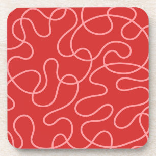 Posavasos Minimalista abstracto rojo y rosa