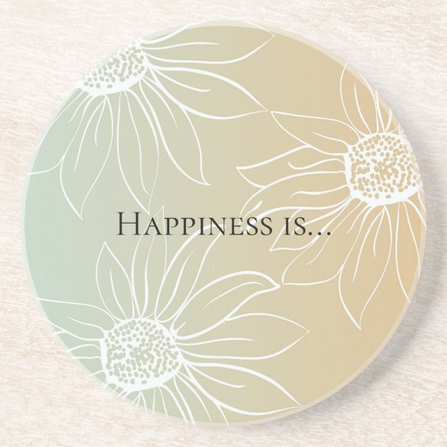 Posavasos Mint Peach White Daisies Floral (Frente)