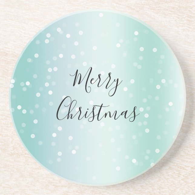 Posavasos Mint White Bokeh Dots Celebration (Frente)