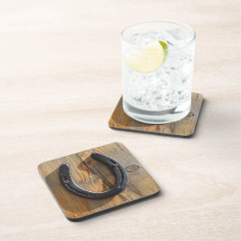 Posavasos Mirada de madera de herradura occidental rústica