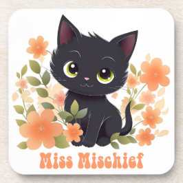 Posavasos Miss Mischief Black Kitten Kawaii Chibi