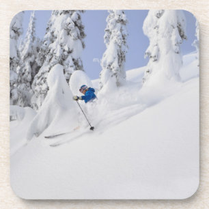 Posavasos Mistie Fortin esquía en nieve polvo