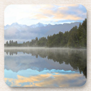 Posavasos Misty Lake Trees Reflejo De La Naturaleza Tranquil
