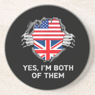 Posavasos Mitad Americano Mitad Británico USA Inglaterra Ban
