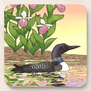 Posavasos MN State Bird Flower Lopper Lady Slipper