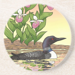 Posavasos MN State Bird Flower Lopper Lady Slipper