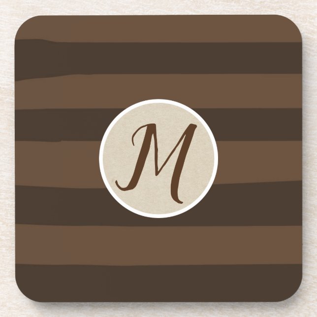 Posavasos Moca Marrón Caprichosas Rayas Funky Modernas Chic (Frente)