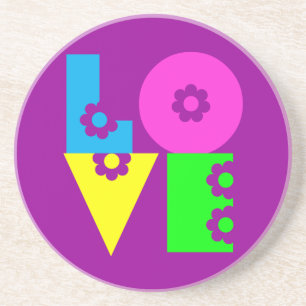 Posavasos Mod Pop Floral LOVE Square