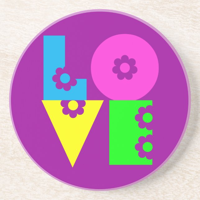 Posavasos Mod Pop Floral LOVE Square (Frente)