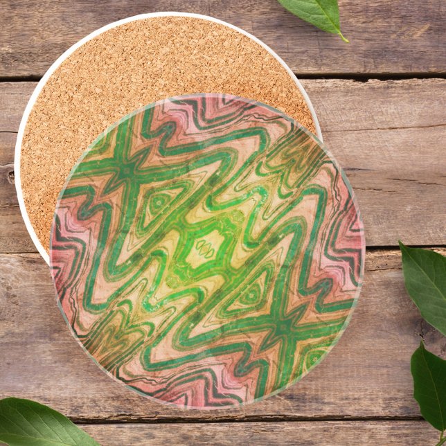 Posavasos Moda arenisca de mariposa rosa y verde (Subido por el creador)