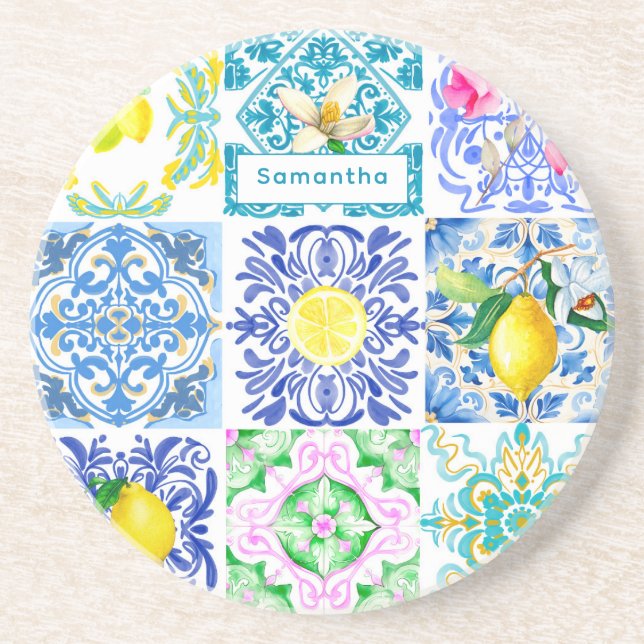 Posavasos Moda azulejo siciliano azulejos mediterráneos de A (Frente)
