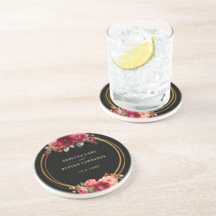 Posavasos Moda boda floral negro rojo