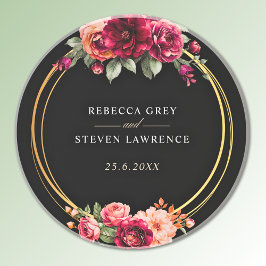 Posavasos Moda boda floral negro rojo