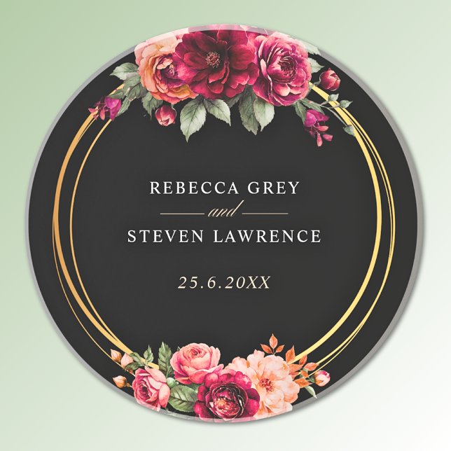 Posavasos Moda boda floral negro rojo (Subido por el creador)