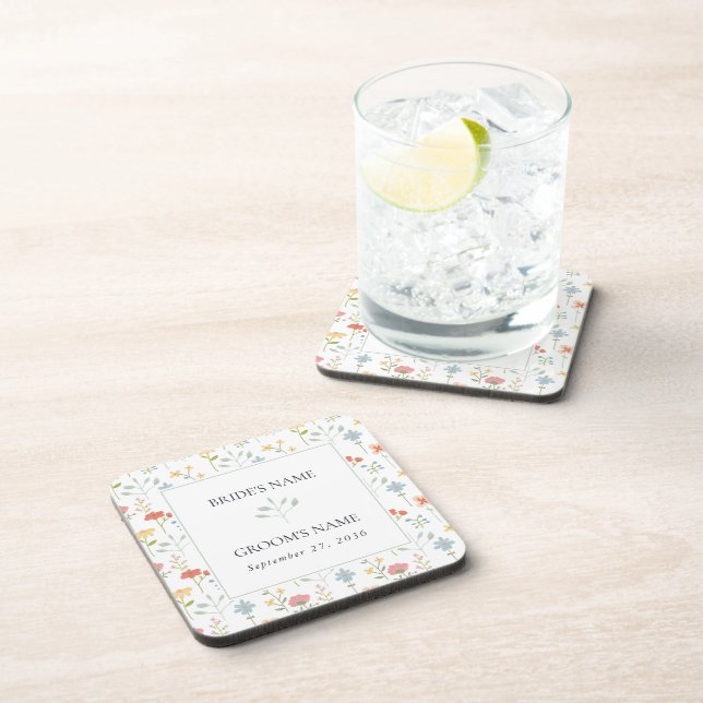 Posavasos Moda Boho Flores silvestres Boda floral moderna (Lado Derecho)