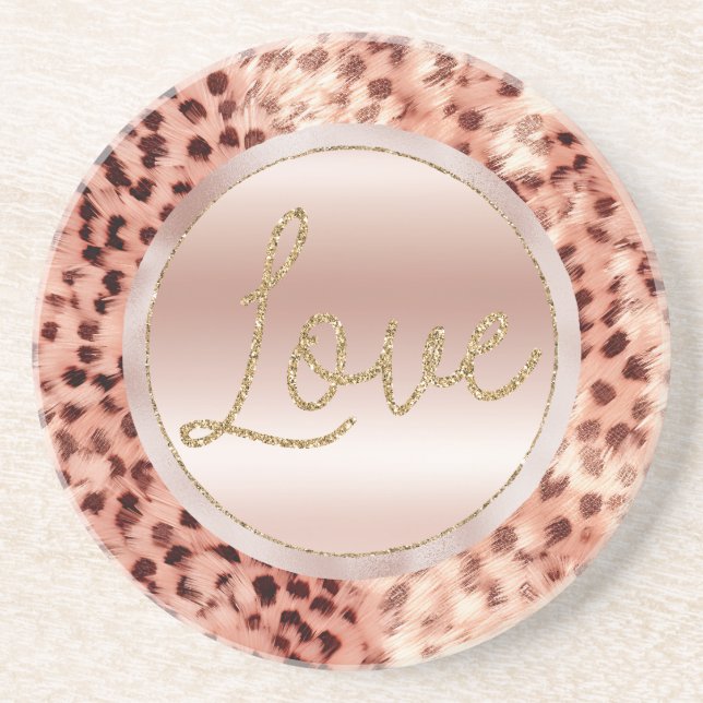 Posavasos Moda Bonito Girly Rosa Gold Leopard (Frente)