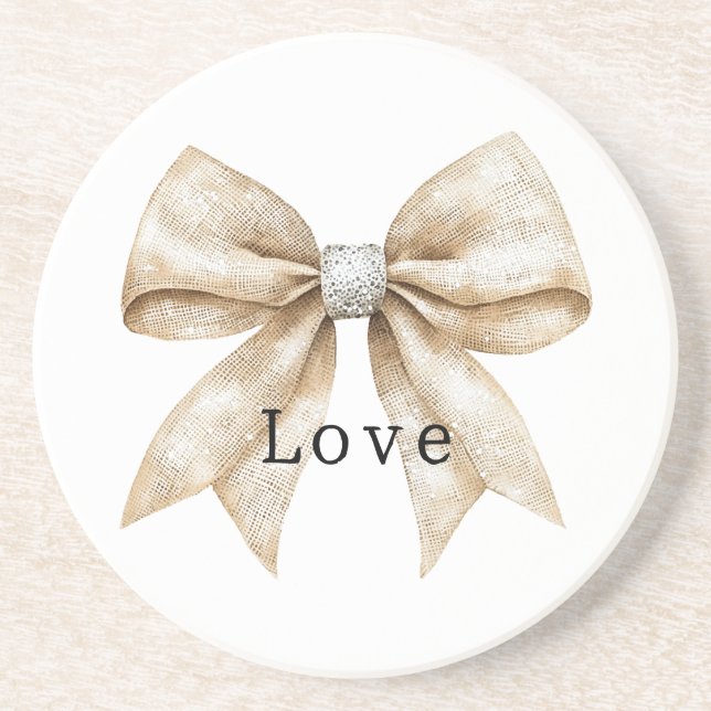 Posavasos Moda Cream Silver Glam Bow Love (Frente)