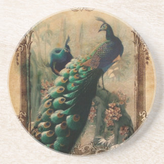 Posavasos moda floral francés campo de pavo real moderno