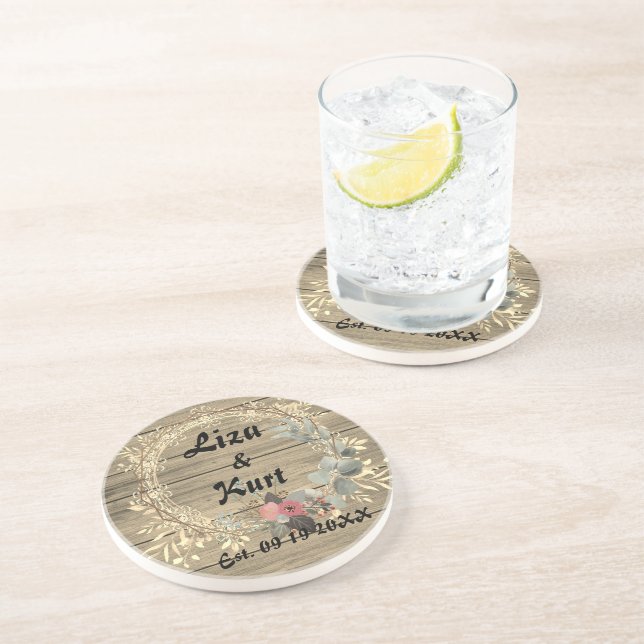 Posavasos Moda Floral Wreath Rústico Boda (Lado)