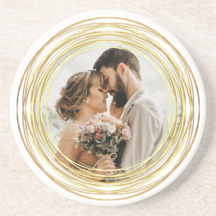 Posavasos Moda fotográfica personalizada Boda de oro blanco 