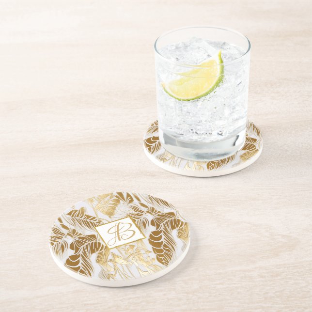 Posavasos Moda Lujo Monogramado Monstera Leaf (Lado)