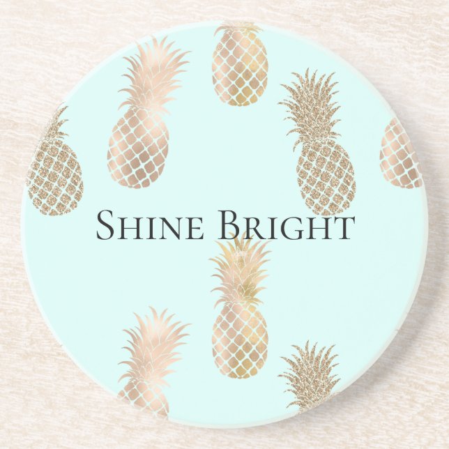 Posavasos Moda Mint Gold Glam Pineapples (Frente)
