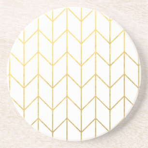 Posavasos Moda moderna del fondo blanco de Chevron del oro