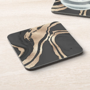 Posavasos Moda moderna oro negro pintado de mármol abstracto