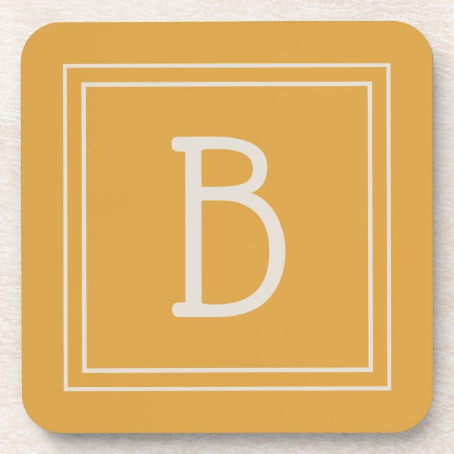 Posavasos Moda Monogramado amarillo dorado y blanco apagado  (Frente)