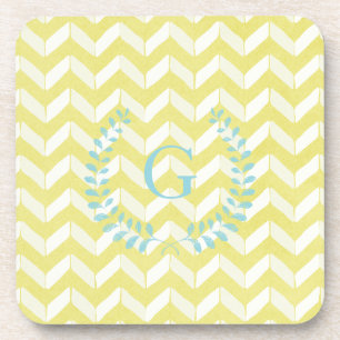 Posavasos Moda Pastel Amarillo Personalizado Chevron Verde a