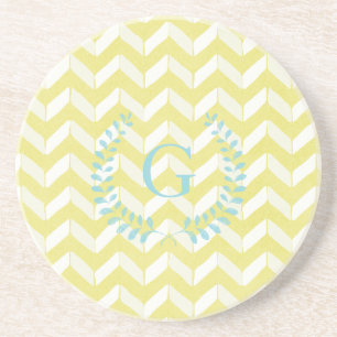 Posavasos Moda Pastel Amarillo Personalizado Chevron Verde a