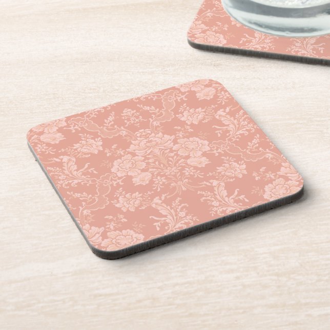 Posavasos Moda romántica elegante Damasco floral (Lado Izquierdo)
