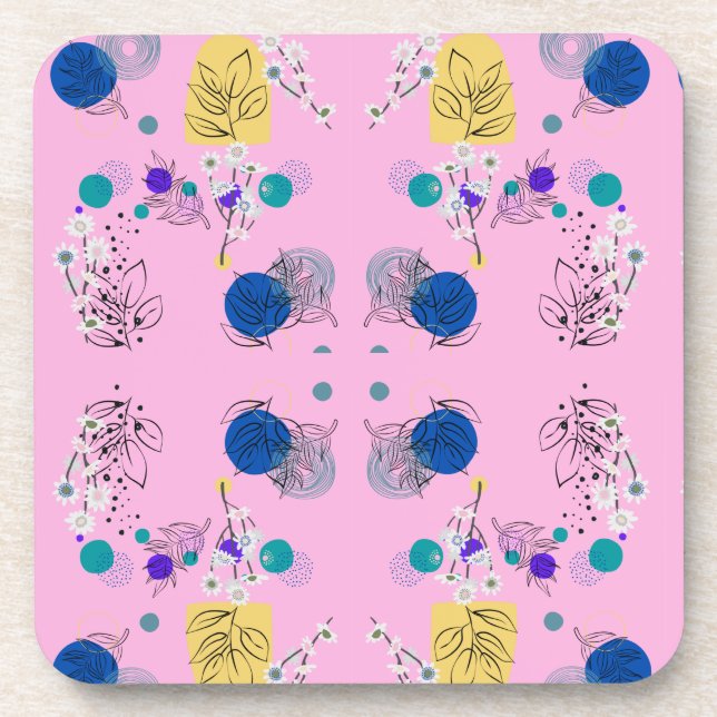 Posavasos Moda rosa Resumen Patrón floral (Frente)