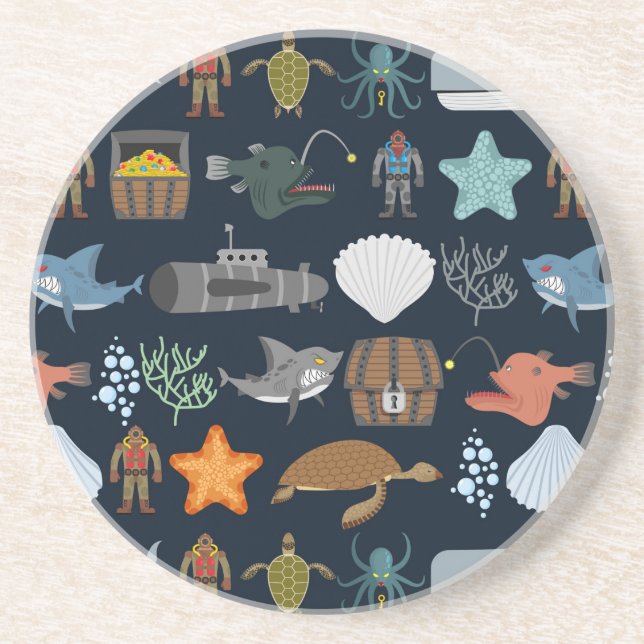 Posavasos Modelo 1 de los habitantes del océano (Frente)