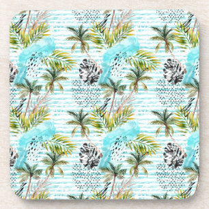 Posavasos Modelo abstracto de la palmera de la acuarela