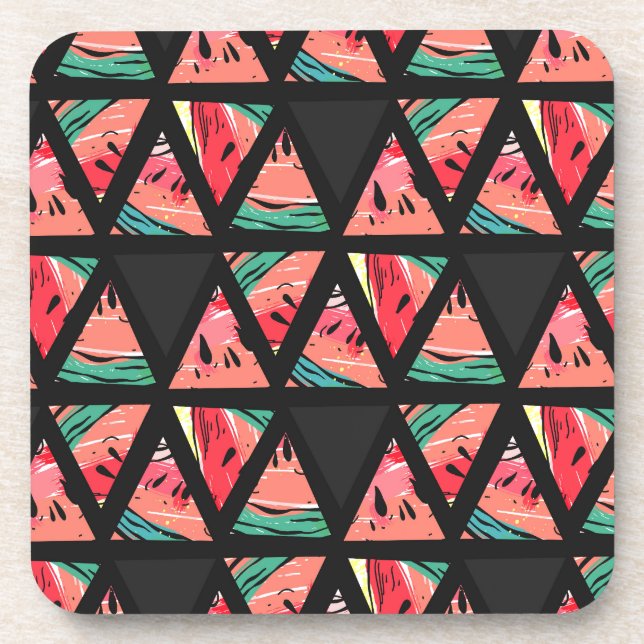 Posavasos Modelo abstracto dibujado mano de la sandía (Frente)