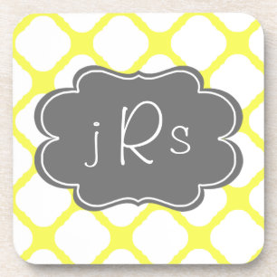 Posavasos Modelo amarillo y blanco del monograma de encargo