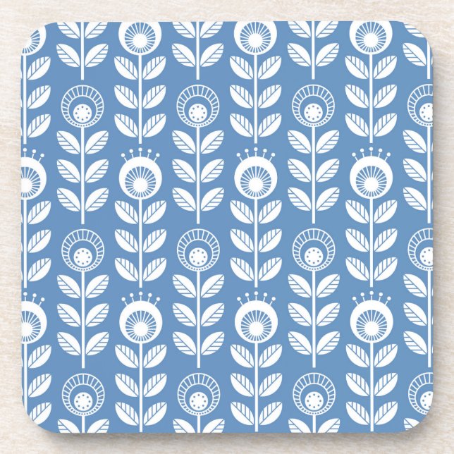 Posavasos Modelo azul escandinavo retro (Frente)