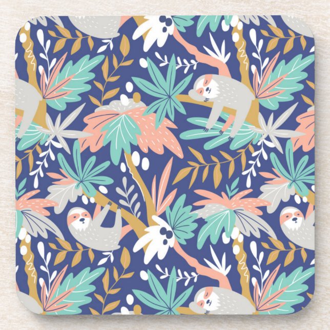 Posavasos Modelo azul tropical de la pereza (Frente)