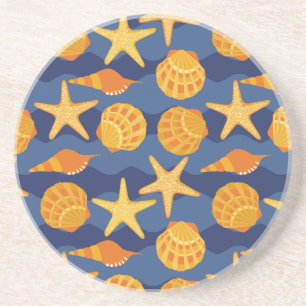 Posavasos Modelo azul y anaranjado del Seashell