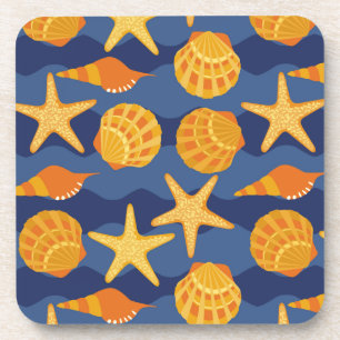 Posavasos Modelo azul y anaranjado del Seashell