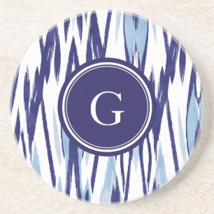 Posavasos Modelo azul y blanco elegante del ikat de la