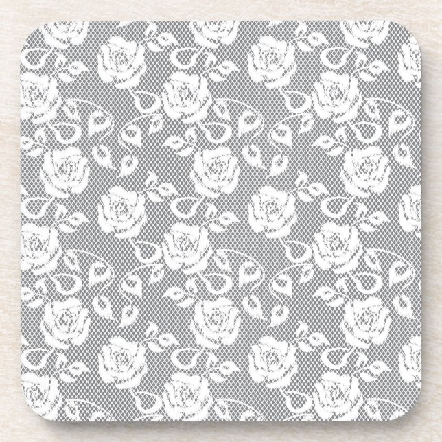 Posavasos Modelo blanco del cordón en fondo gris (Frente)