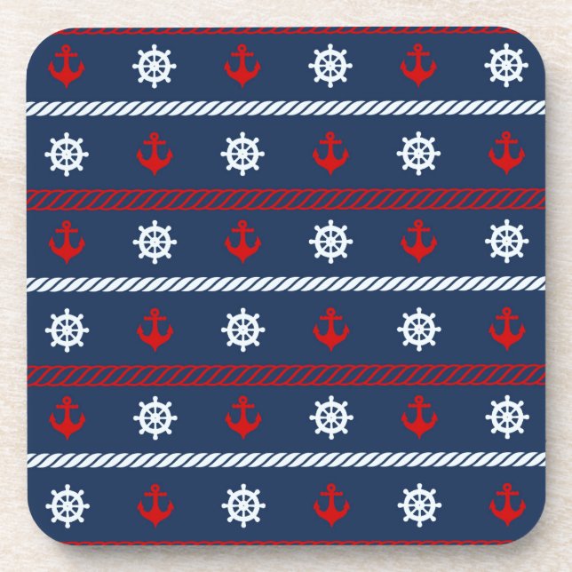 Posavasos Modelo blanco y azul rojo del océano (Frente)