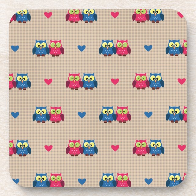 Posavasos Modelo comprobado con los búhos del amor (Frente)